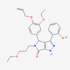 molecular formula C27H31N3O5 B11385398 4-[3-ethoxy-4-(prop-2-en-1-yloxy)phenyl]-5-(3-ethoxypropyl)-3-(2-hydroxyphenyl)-4,5-dihydropyrrolo[3,4-c]pyrazol-6(1H)-one 