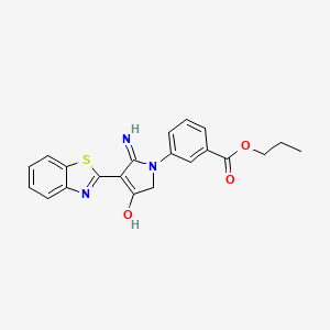 molecular formula C21H19N3O3S B11385426 propyl 3-[5-amino-4-(1,3-benzothiazol-2-yl)-3-oxo-2,3-dihydro-1H-pyrrol-1-yl]benzoate 