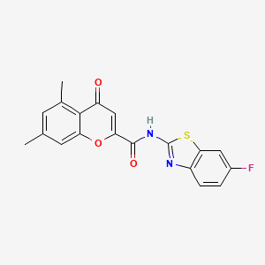 molecular formula C19H13FN2O3S B11385497 N-(6-fluoro-1,3-benzothiazol-2-yl)-5,7-dimethyl-4-oxo-4H-chromene-2-carboxamide 