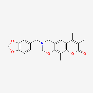 3-(1,3-benzodioxol-5-ylmethyl)-6,7,10-trimethyl-3,4-dihydro-2H,8H-chromeno[6,7-e][1,3]oxazin-8-one