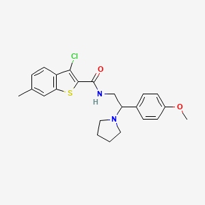 molecular formula C23H25ClN2O2S B11385553 3-chloro-N-[2-(4-methoxyphenyl)-2-(pyrrolidin-1-yl)ethyl]-6-methyl-1-benzothiophene-2-carboxamide 