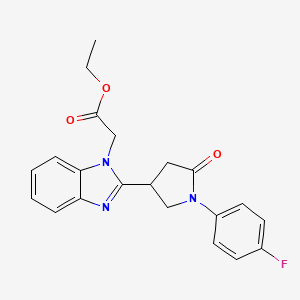 ethyl {2-[1-(4-fluorophenyl)-5-oxopyrrolidin-3-yl]-1H-benzimidazol-1-yl}acetate