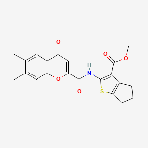 molecular formula C21H19NO5S B11385651 methyl 2-{[(6,7-dimethyl-4-oxo-4H-chromen-2-yl)carbonyl]amino}-5,6-dihydro-4H-cyclopenta[b]thiophene-3-carboxylate 