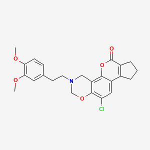 molecular formula C24H24ClNO5 B11385743 11-chloro-3-[2-(3,4-dimethoxyphenyl)ethyl]-3,4,8,9-tetrahydro-2H-cyclopenta[3,4]chromeno[8,7-e][1,3]oxazin-6(7H)-one 