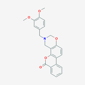 molecular formula C24H21NO5 B11385774 3-(3,4-dimethoxybenzyl)-3,4-dihydro-2H,6H-benzo[3,4]chromeno[8,7-e][1,3]oxazin-6-one 