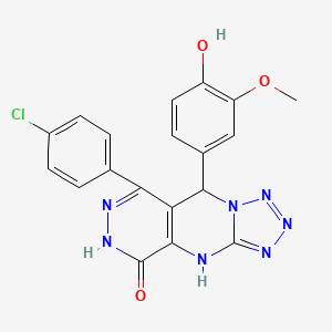 10-(4-chlorophenyl)-8-(4-hydroxy-3-methoxyphenyl)-2,4,5,6,7,11,12-heptazatricyclo[7.4.0.03,7]trideca-1(9),3,5,10-tetraen-13-one