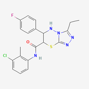 molecular formula C20H19ClFN5OS B11385814 N-(3-chloro-2-methylphenyl)-3-ethyl-6-(4-fluorophenyl)-6,7-dihydro-5H-[1,2,4]triazolo[3,4-b][1,3,4]thiadiazine-7-carboxamide 