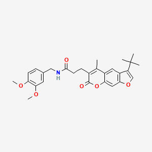 3-(3-tert-butyl-5-methyl-7-oxo-7H-furo[3,2-g]chromen-6-yl)-N-(3,4-dimethoxybenzyl)propanamide