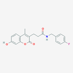 molecular formula C20H18FNO4 B11385845 N-(4-fluorobenzyl)-3-(7-hydroxy-4-methyl-2-oxo-2H-chromen-3-yl)propanamide 