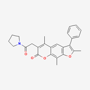 2,5,9-trimethyl-6-[2-oxo-2-(pyrrolidin-1-yl)ethyl]-3-phenyl-7H-furo[3,2-g]chromen-7-one