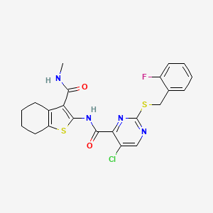 5-chloro-2-[(2-fluorobenzyl)sulfanyl]-N-[3-(methylcarbamoyl)-4,5,6,7-tetrahydro-1-benzothiophen-2-yl]pyrimidine-4-carboxamide