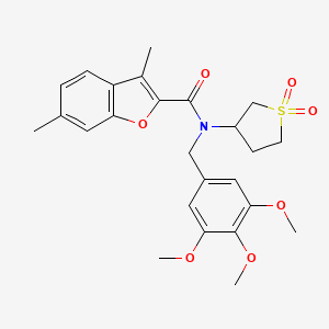 molecular formula C25H29NO7S B11385901 N-(1,1-dioxidotetrahydrothiophen-3-yl)-3,6-dimethyl-N-(3,4,5-trimethoxybenzyl)-1-benzofuran-2-carboxamide 