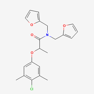 2-(4-chloro-3,5-dimethylphenoxy)-N,N-bis(furan-2-ylmethyl)propanamide