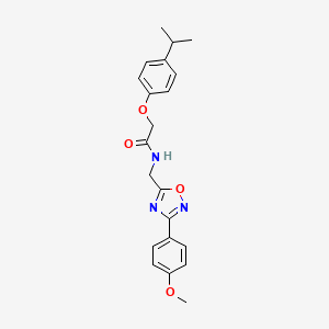 molecular formula C21H23N3O4 B11385976 N-{[3-(4-methoxyphenyl)-1,2,4-oxadiazol-5-yl]methyl}-2-[4-(propan-2-yl)phenoxy]acetamide 