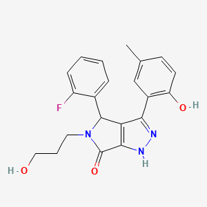 molecular formula C21H20FN3O3 B11385998 4-(2-fluorophenyl)-3-(2-hydroxy-5-methylphenyl)-5-(3-hydroxypropyl)-4,5-dihydropyrrolo[3,4-c]pyrazol-6(1H)-one 