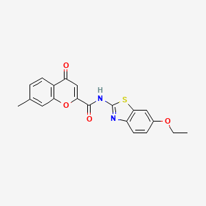 molecular formula C20H16N2O4S B11386030 N-(6-ethoxy-1,3-benzothiazol-2-yl)-7-methyl-4-oxo-4H-chromene-2-carboxamide 