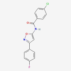 4-chloro-N-[3-(4-fluorophenyl)-1,2-oxazol-5-yl]benzamide