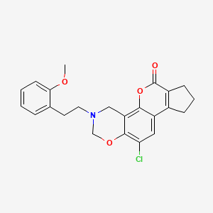 molecular formula C23H22ClNO4 B11386110 11-Chloro-3-(2-methoxyphenethyl)-3,4,8,9-tetrahydro-2H-cyclopenta[3,4]chromeno[8,7-E][1,3]oxazin-6(7H)-one 