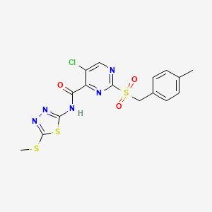 5-chloranyl-2-[(4-methylphenyl)methylsulfonyl]-N-(5-methylsulfanyl-1,3,4-thiadiazol-2-yl)pyrimidine-4-carboxamide