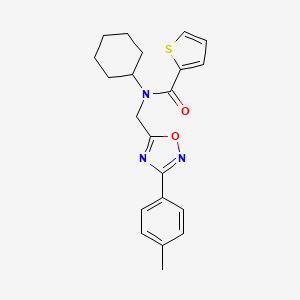 molecular formula C21H23N3O2S B11386168 N-cyclohexyl-N-{[3-(4-methylphenyl)-1,2,4-oxadiazol-5-yl]methyl}thiophene-2-carboxamide 