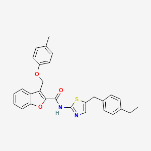 molecular formula C29H26N2O3S B11386170 N-[5-(4-ethylbenzyl)-1,3-thiazol-2-yl]-3-[(4-methylphenoxy)methyl]-1-benzofuran-2-carboxamide 