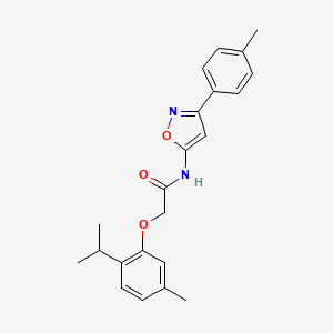 molecular formula C22H24N2O3 B11386175 N-[3-(4-methylphenyl)-1,2-oxazol-5-yl]-2-[5-methyl-2-(propan-2-yl)phenoxy]acetamide 