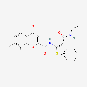 molecular formula C23H24N2O4S B11386244 N-[3-(ethylcarbamoyl)-4,5,6,7-tetrahydro-1-benzothiophen-2-yl]-7,8-dimethyl-4-oxo-4H-chromene-2-carboxamide 