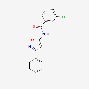 molecular formula C17H13ClN2O2 B11386301 3-chloro-N-[3-(4-methylphenyl)-1,2-oxazol-5-yl]benzamide 