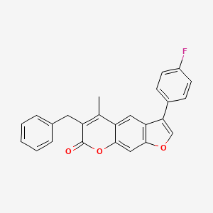 molecular formula C25H17FO3 B11386353 6-benzyl-3-(4-fluorophenyl)-5-methyl-7H-furo[3,2-g]chromen-7-one 