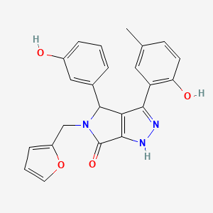 molecular formula C23H19N3O4 B11386377 5-(furan-2-ylmethyl)-3-(2-hydroxy-5-methylphenyl)-4-(3-hydroxyphenyl)-4,5-dihydropyrrolo[3,4-c]pyrazol-6(1H)-one 