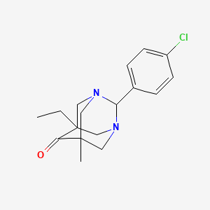 molecular formula C17H21ClN2O B11386392 2-(4-Chlorophenyl)-5-ethyl-7-methyl-1,3-diazatricyclo[3.3.1.1~3,7~]decan-6-one 