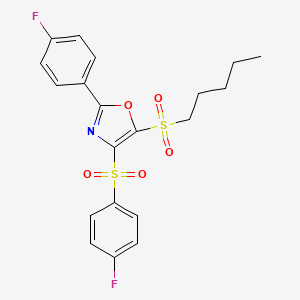 molecular formula C20H19F2NO5S2 B11386400 2-(4-Fluorophenyl)-4-[(4-fluorophenyl)sulfonyl]-5-(pentylsulfonyl)-1,3-oxazole 