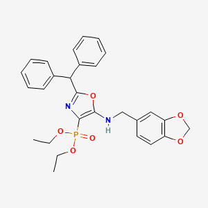 Diethyl {5-[(1,3-benzodioxol-5-ylmethyl)amino]-2-(diphenylmethyl)-1,3-oxazol-4-yl}phosphonate