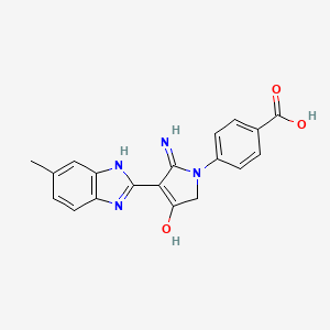 molecular formula C19H16N4O3 B11386422 4-(5-amino-4-(6-methyl-1H-benzo[d]imidazol-2-yl)-3-oxo-2,3-dihydro-1H-pyrrol-1-yl)benzoic acid 