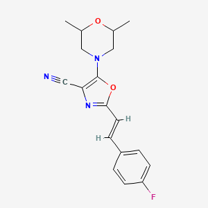 5-(2,6-dimethylmorpholin-4-yl)-2-[(E)-2-(4-fluorophenyl)ethenyl]-1,3-oxazole-4-carbonitrile