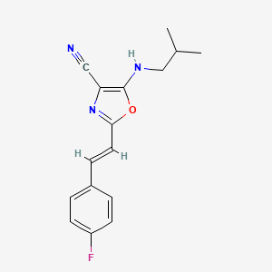 molecular formula C16H16FN3O B11386459 2-[(E)-2-(4-fluorophenyl)ethenyl]-5-[(2-methylpropyl)amino]-1,3-oxazole-4-carbonitrile 