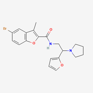 molecular formula C20H21BrN2O3 B11386464 5-bromo-N-[2-(furan-2-yl)-2-(pyrrolidin-1-yl)ethyl]-3-methyl-1-benzofuran-2-carboxamide 