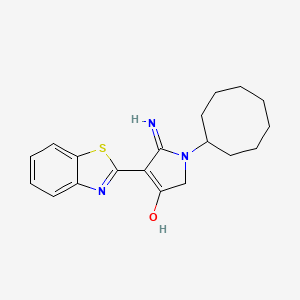 molecular formula C19H23N3OS B11386474 5-Amino-4-(1,3-benzothiazol-2-YL)-1-cyclooctyl-2,3-dihydro-1H-pyrrol-3-one 