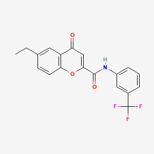 molecular formula C19H14F3NO3 B11386499 6-ethyl-4-oxo-N-[3-(trifluoromethyl)phenyl]-4H-chromene-2-carboxamide 