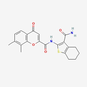 molecular formula C21H20N2O4S B11386516 N-(3-carbamoyl-4,5,6,7-tetrahydro-1-benzothiophen-2-yl)-7,8-dimethyl-4-oxo-4H-chromene-2-carboxamide 