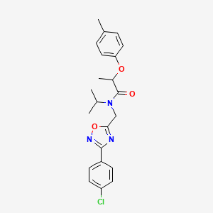 molecular formula C22H24ClN3O3 B11386594 N-{[3-(4-chlorophenyl)-1,2,4-oxadiazol-5-yl]methyl}-2-(4-methylphenoxy)-N-(propan-2-yl)propanamide 