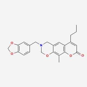 3-(1,3-benzodioxol-5-ylmethyl)-10-methyl-6-propyl-3,4-dihydro-2H,8H-chromeno[6,7-e][1,3]oxazin-8-one