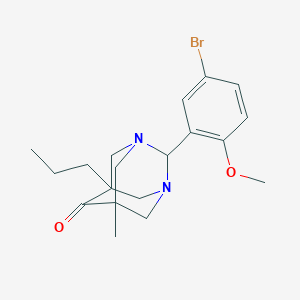 molecular formula C19H25BrN2O2 B11386641 (5s,7s)-2-(5-Bromo-2-methoxyphenyl)-5-methyl-7-propyl-1,3-diazatricyclo[3.3.1.1~3,7~]decan-6-one 