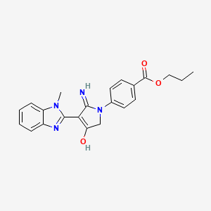 molecular formula C22H22N4O3 B11386643 Propyl 4-[5-amino-4-(1-methyl-1H-1,3-benzodiazol-2-YL)-3-oxo-2,3-dihydro-1H-pyrrol-1-YL]benzoate 