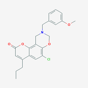 molecular formula C22H22ClNO4 B11386647 6-chloro-9-(3-methoxybenzyl)-4-propyl-9,10-dihydro-2H,8H-chromeno[8,7-e][1,3]oxazin-2-one 