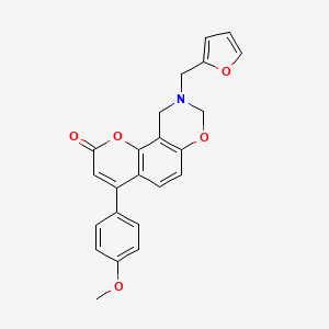 molecular formula C23H19NO5 B11386688 9-(furan-2-ylmethyl)-4-(4-methoxyphenyl)-9,10-dihydro-2H,8H-chromeno[8,7-e][1,3]oxazin-2-one 