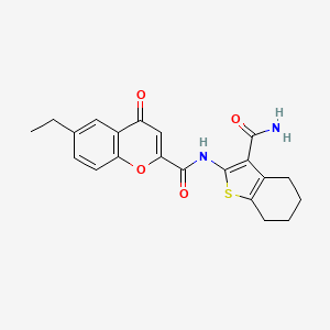 molecular formula C21H20N2O4S B11386736 N-(3-carbamoyl-4,5,6,7-tetrahydro-1-benzothiophen-2-yl)-6-ethyl-4-oxo-4H-chromene-2-carboxamide 