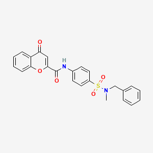 molecular formula C24H20N2O5S B11386741 N-{4-[benzyl(methyl)sulfamoyl]phenyl}-4-oxo-4H-chromene-2-carboxamide 