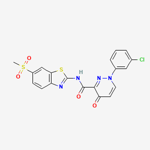 molecular formula C19H13ClN4O4S2 B11386821 1-(3-chlorophenyl)-N-[6-(methylsulfonyl)-1,3-benzothiazol-2-yl]-4-oxo-1,4-dihydropyridazine-3-carboxamide 