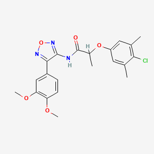 molecular formula C21H22ClN3O5 B11386827 2-(4-chloro-3,5-dimethylphenoxy)-N-[4-(3,4-dimethoxyphenyl)-1,2,5-oxadiazol-3-yl]propanamide 